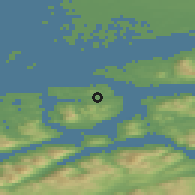 Shaded relief of the 44 km around Rensvik, drawn from the GMTED2010 grid