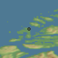Shaded relief of the 44 km around Roald, drawn from the GMTED2010 grid