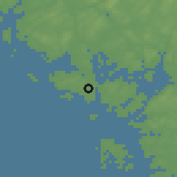 Shaded relief of the 46 km around Rød, drawn from the GMTED2010 grid