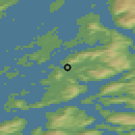 Shaded relief of the 43 km around Berg, drawn from the GMTED2010 grid
