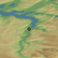 Shaded relief of the 42 km around Rognan, drawn from the GMTED2010 grid