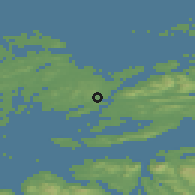 Shaded relief of the 43 km around Rørvik, drawn from the GMTED2010 grid