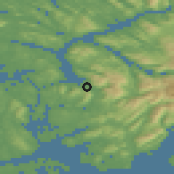 Shaded relief of the 45 km around Bergen, drawn from the GMTED2010 grid