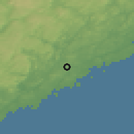 Shaded relief of the 46 km around Rykene, drawn from the GMTED2010 grid