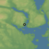 Shaded relief of the 45 km around Berger, drawn from the GMTED2010 grid