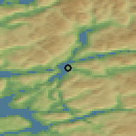 Shaded relief of the 46 km around Sand, drawn from the GMTED2010 grid