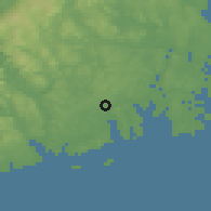 Shaded relief of the 46 km around Sandefjord, drawn from the GMTED2010 grid