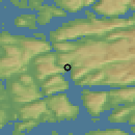 Shaded relief of the 45 km around Sandeid, drawn from the GMTED2010 grid