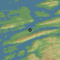Shaded relief of the 42 km around Sandnessjøen, drawn from the GMTED2010 grid