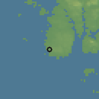 Shaded relief of the 46 km around Sandve, drawn from the GMTED2010 grid