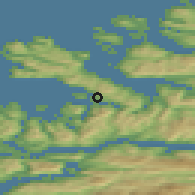 Shaded relief of the 44 km around Selje, drawn from the GMTED2010 grid