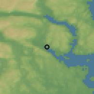 Shaded relief of the 45 km around Selvik, drawn from the GMTED2010 grid