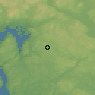 Shaded relief of the 45 km around Siggerud, drawn from the GMTED2010 grid