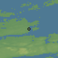 Shaded relief of the 44 km around Sistranda, drawn from the GMTED2010 grid