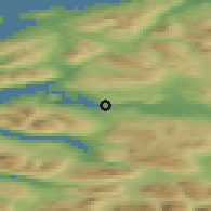 Shaded relief of the 41 km around Sjøvegan, drawn from the GMTED2010 grid