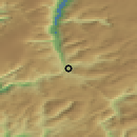 Shaded relief of the 45 km around Skarde, drawn from the GMTED2010 grid