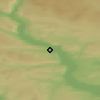 Shaded relief of the 45 km around Biri, drawn from the GMTED2010 grid