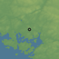 Shaded relief of the 46 km around Skivika, drawn from the GMTED2010 grid
