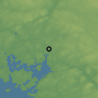 Shaded relief of the 46 km around Skjeberg, drawn from the GMTED2010 grid