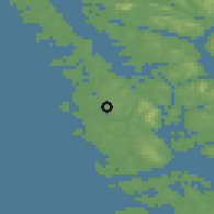 Shaded relief of the 45 km around Skoge Møvik, drawn from the GMTED2010 grid