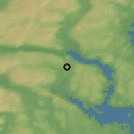 Shaded relief of the 45 km around Skoger, drawn from the GMTED2010 grid