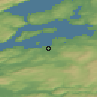Shaded relief of the 44 km around Skogn, drawn from the GMTED2010 grid