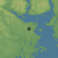 Shaded relief of the 46 km around Skoppum, drawn from the GMTED2010 grid