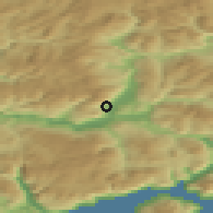 Shaded relief of the 45 km around Skulestadmoen, drawn from the GMTED2010 grid