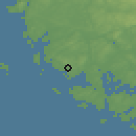 Shaded relief of the 46 km around Slevik, drawn from the GMTED2010 grid