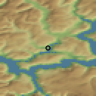 Shaded relief of the 45 km around Sogndalsfjøra, drawn from the GMTED2010 grid