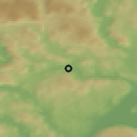 Shaded relief of the 45 km around Sokna, drawn from the GMTED2010 grid