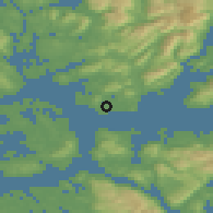 Shaded relief of the 45 km around Søre øyane, drawn from the GMTED2010 grid