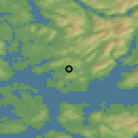 Shaded relief of the 45 km around Søvik, drawn from the GMTED2010 grid