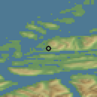 Shaded relief of the 44 km around Søvik, drawn from the GMTED2010 grid