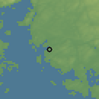 Shaded relief of the 46 km around Spetalen, drawn from the GMTED2010 grid