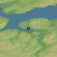 Shaded relief of the 44 km around Spongdal, drawn from the GMTED2010 grid