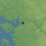 Shaded relief of the 46 km around Sponvika, drawn from the GMTED2010 grid