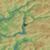 Shaded relief of the 45 km around Stanghelle, drawn from the GMTED2010 grid