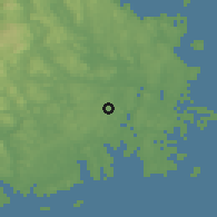 Shaded relief of the 46 km around Stokke, drawn from the GMTED2010 grid