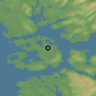 Shaded relief of the 45 km around Storebø, drawn from the GMTED2010 grid
