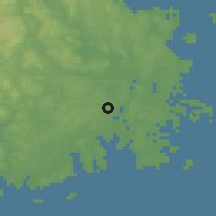 Shaded relief of the 46 km around Storevar, drawn from the GMTED2010 grid