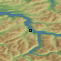 Shaded relief of the 44 km around Stranda, drawn from the GMTED2010 grid