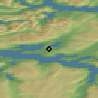 Shaded relief of the 42 km around Strømsnes, drawn from the GMTED2010 grid
