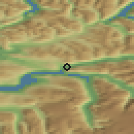 Shaded relief of the 44 km around Stryn, drawn from the GMTED2010 grid
