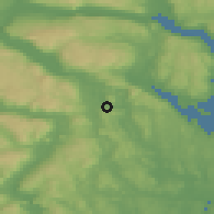 Shaded relief of the 45 km around Sundbyfoss, drawn from the GMTED2010 grid