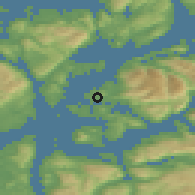 Shaded relief of the 45 km around Sunde Valen, drawn from the GMTED2010 grid