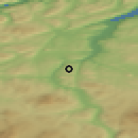 Shaded relief of the 44 km around Bjørnli, drawn from the GMTED2010 grid