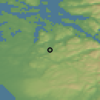 Shaded relief of the 46 km around Sviland, drawn from the GMTED2010 grid