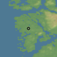 Shaded relief of the 45 km around Svortland, drawn from the GMTED2010 grid