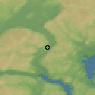 Shaded relief of the 45 km around Sylling, drawn from the GMTED2010 grid